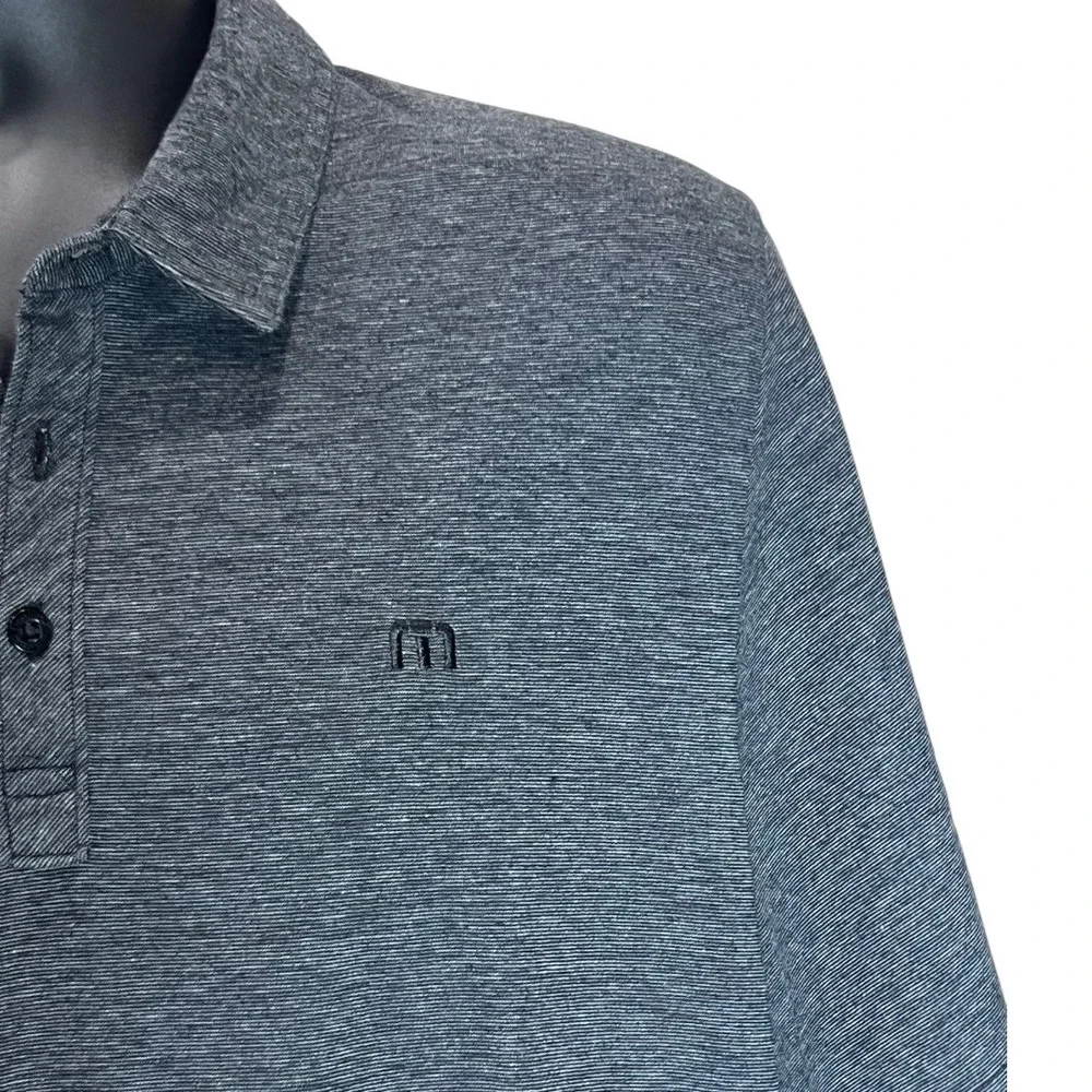 Travis Mathew Zinna Polo Shirt Men's XL Heather Dark Gray Pima Cotton Blend Golf